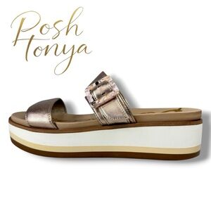 Sam Edelman Agustine Womens Rose Gold Leather Platform Slide Sandals Size 8